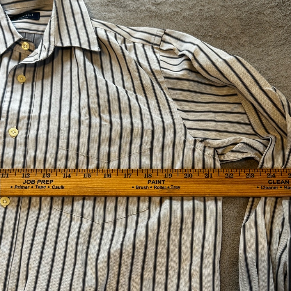 Canali Medium Dress Shirt  Striped Made In Italy Luxury Button Down Long Sleeves - Picture 5 of 8